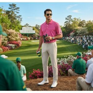 Nike Tiger Woods TW Collection Pink Striped Golf Polo Shirt Large Y2K Vintage